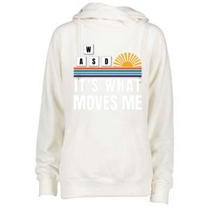 Wasd Its What Moves Me Keyboard Keys Funny Gamer Great Gift Womens Funnel Neck Pullover Hood