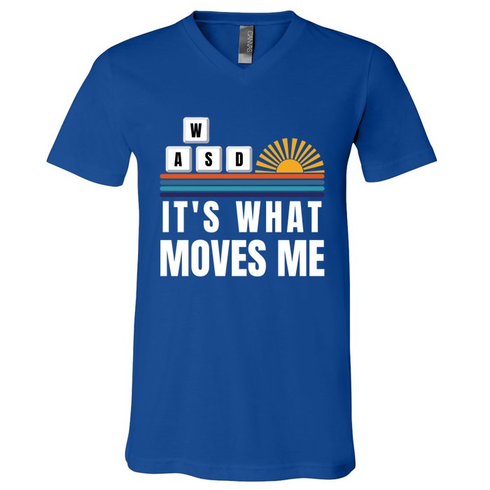 Wasd Its What Moves Me Keyboard Keys Funny Gamer Great Gift V-Neck T-Shirt