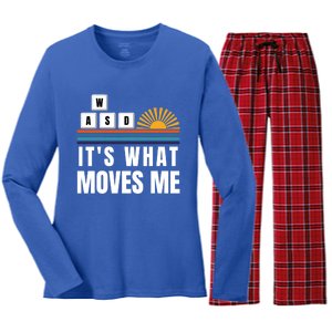 Wasd Its What Moves Me Keyboard Keys Funny Gamer Great Gift Women's Long Sleeve Flannel Pajama Set 