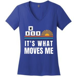 Wasd Its What Moves Me Keyboard Keys Funny Gamer Great Gift Women's V-Neck T-Shirt