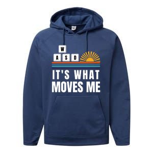 Wasd Its What Moves Me Keyboard Keys Funny Gamer Great Gift Performance Fleece Hoodie