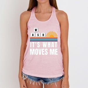 Wasd Its What Moves Me Keyboard Keys Funny Gamer Great Gift Women's Knotted Racerback Tank