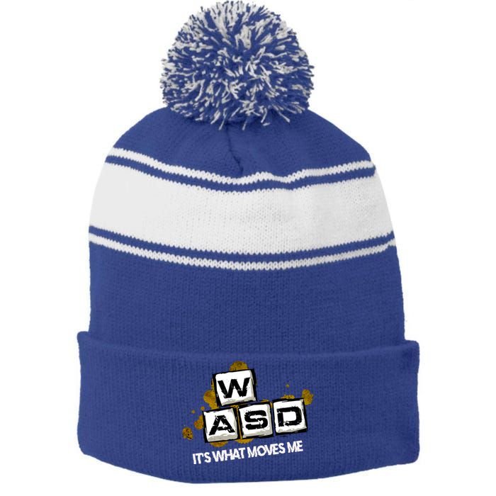 Wasd Its What Moves Me Pc Gamer Computer Nerd Gaming Gift Stripe Pom Pom Beanie