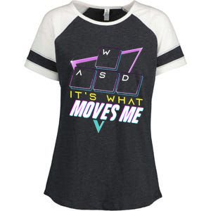 Wasd ItS What Moves Me Computer Nerd Gamers Enza Ladies Jersey Colorblock Tee