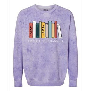 Womens I'm With The Banned Books I Read Banned Reader Books Lover VNeck Colorblast Crewneck Sweatshirt