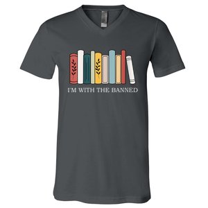 Womens I'm With The Banned Books I Read Banned Reader Books Lover VNeck V-Neck T-Shirt