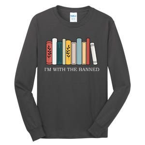 Womens I'm With The Banned Books I Read Banned Reader Books Lover VNeck Tall Long Sleeve T-Shirt