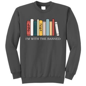 Womens I'm With The Banned Books I Read Banned Reader Books Lover VNeck Tall Sweatshirt