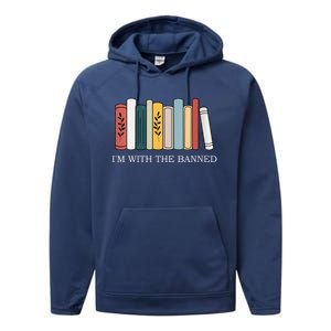 Womens I'm With The Banned Books I Read Banned Reader Books Lover VNeck Performance Fleece Hoodie