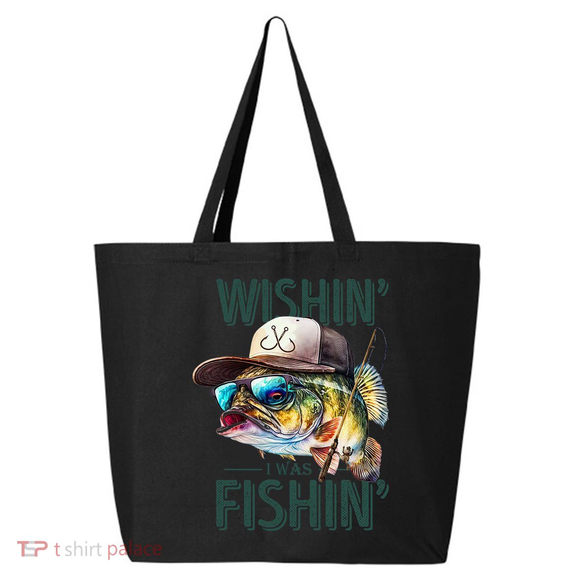 Wishin' I Was Fishin'  – Funny Fishing , Angler Humor Gift For Outdoors Lovers 25L Jumbo Tote