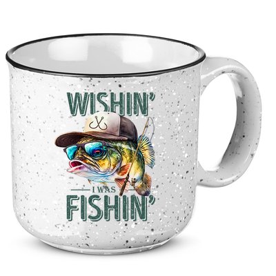 Wishin' I Was Fishin'  – Funny Fishing , Angler Humor Gift For Outdoors Lovers 15oz Campfire Ceramic Mug