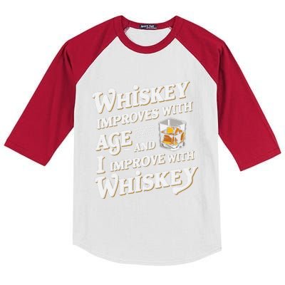 Whiskey Improves With Age And I Improve With Whiskey Kids Colorblock Raglan Jersey