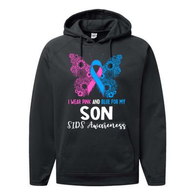 Wo I Wear For My Son Sids Awareness Support Performance Fleece Hoodie