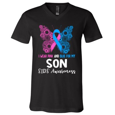 Wo I Wear For My Son Sids Awareness Support V-Neck T-Shirt