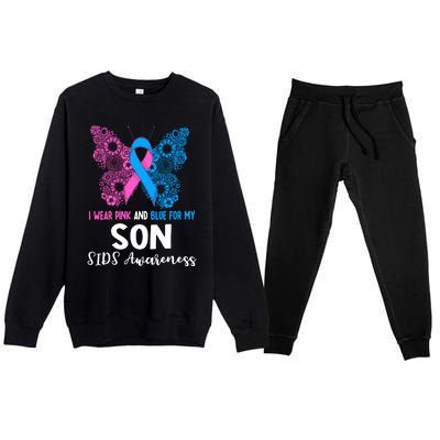 Wo I Wear For My Son Sids Awareness Support Premium Crewneck Sweatsuit Set