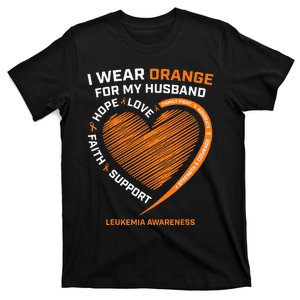 Wife I Wear Orange For My Husband Leukemia Awareness T-Shirt