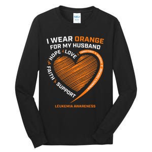 Wife I Wear Orange For My Husband Leukemia Awareness Tall Long Sleeve T-Shirt