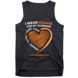 Wife I Wear Orange For My Husband Leukemia Awareness Tank Top