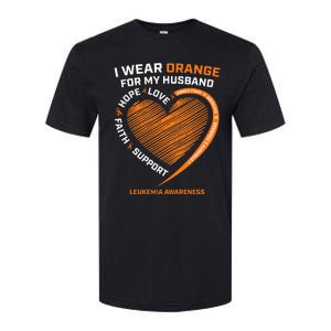 Wife I Wear Orange For My Husband Leukemia Awareness Softstyle CVC T-Shirt