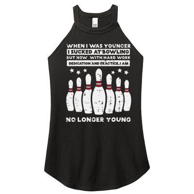 When I Was Younger Bowling Funny Humor Gag Bowler Women’s Perfect Tri Rocker Tank