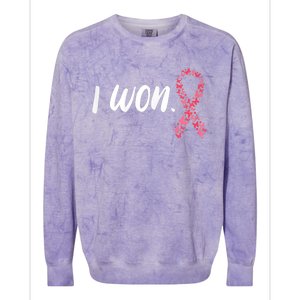 Wo I Won Breast Cancer Awareness  Support Pink Ribbon Survivor Colorblast Crewneck Sweatshirt