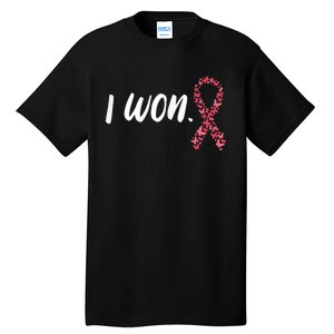 Wo I Won Breast Cancer Awareness  Support Pink Ribbon Survivor Tall T-Shirt