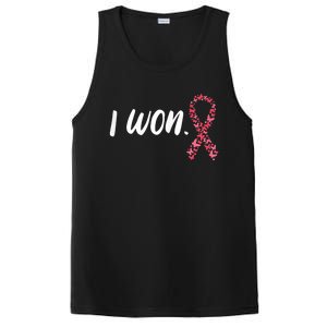 Wo I Won Breast Cancer Awareness  Support Pink Ribbon Survivor PosiCharge Competitor Tank