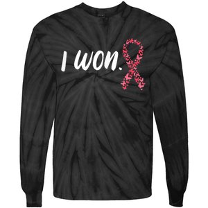 Wo I Won Breast Cancer Awareness  Support Pink Ribbon Survivor Tie-Dye Long Sleeve Shirt