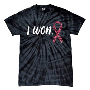 Wo I Won Breast Cancer Awareness  Support Pink Ribbon Survivor Tie-Dye T-Shirt