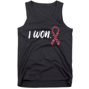 Wo I Won Breast Cancer Awareness  Support Pink Ribbon Survivor Tank Top