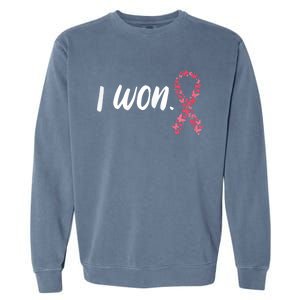 Wo I Won Breast Cancer Awareness  Support Pink Ribbon Survivor Garment-Dyed Sweatshirt