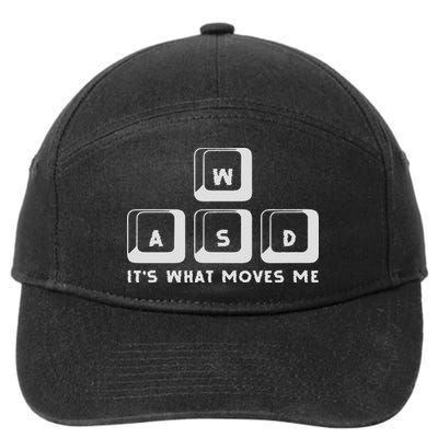 Wasd Its What Moves Me Pc Keyboard Gamer 7-Panel Snapback Hat