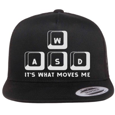 Wasd Its What Moves Me Pc Keyboard Gamer Flat Bill Trucker Hat