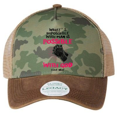 WhatS Impossible With Man Is Possible With God Christian Legacy Tie Dye Trucker Hat