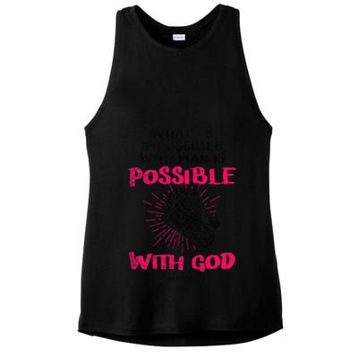 WhatS Impossible With Man Is Possible With God Christian Ladies PosiCharge Tri-Blend Wicking Tank