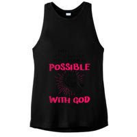 WhatS Impossible With Man Is Possible With God Christian Ladies PosiCharge Tri-Blend Wicking Tank