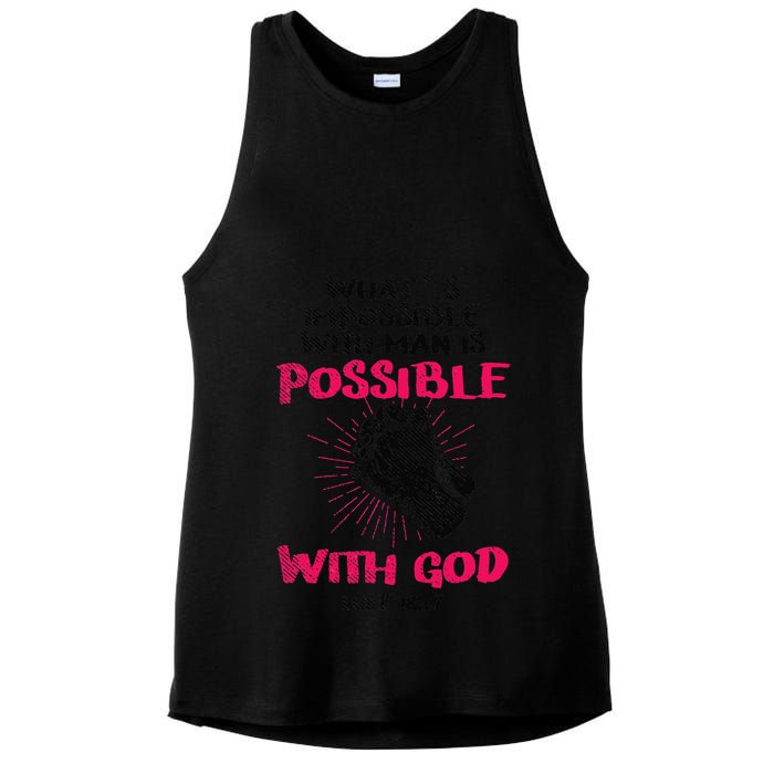 WhatS Impossible With Man Is Possible With God Christian Ladies PosiCharge Tri-Blend Wicking Tank