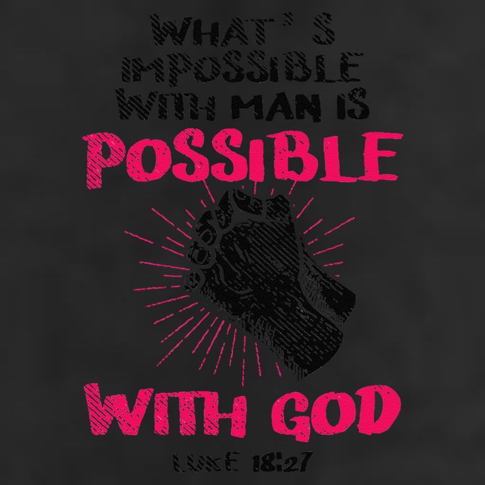WhatS Impossible With Man Is Possible With God Christian 7 Panel Mesh Trucker Snapback Hat