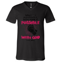 WhatS Impossible With Man Is Possible With God Christian V-Neck T-Shirt