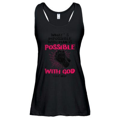 WhatS Impossible With Man Is Possible With God Christian Ladies Essential Flowy Tank