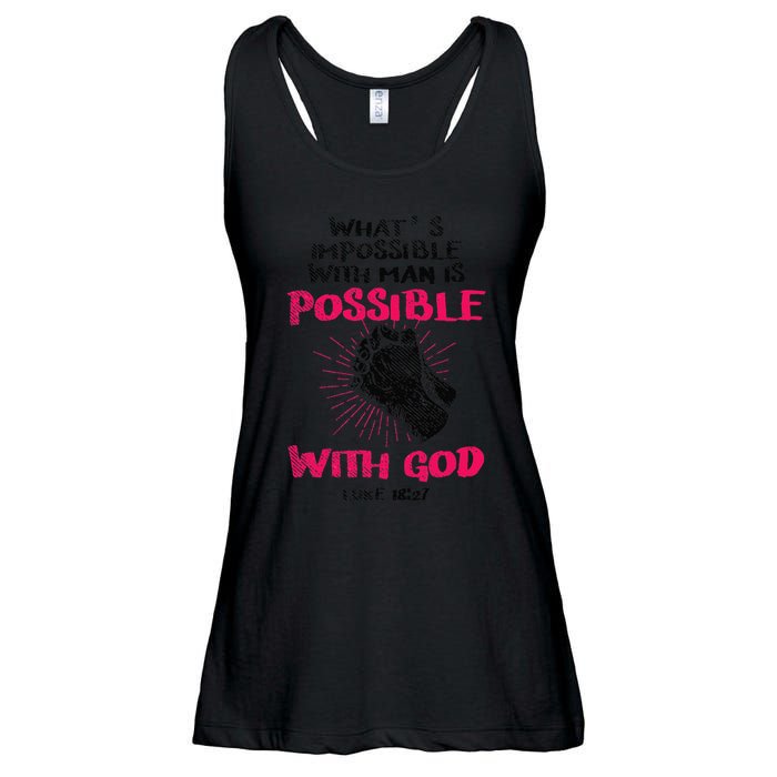 WhatS Impossible With Man Is Possible With God Christian Ladies Essential Flowy Tank