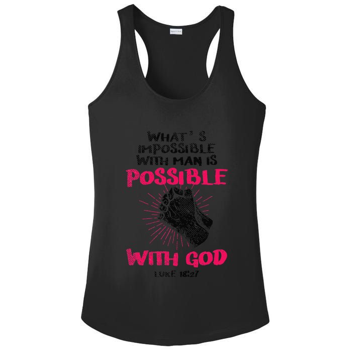 WhatS Impossible With Man Is Possible With God Christian Ladies PosiCharge Competitor Racerback Tank