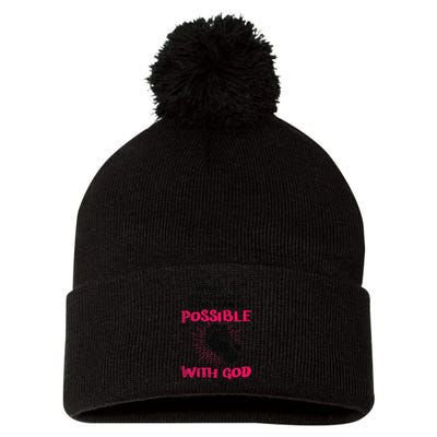 WhatS Impossible With Man Is Possible With God Christian Pom Pom 12in Knit Beanie