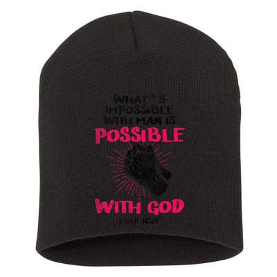 WhatS Impossible With Man Is Possible With God Christian Short Acrylic Beanie