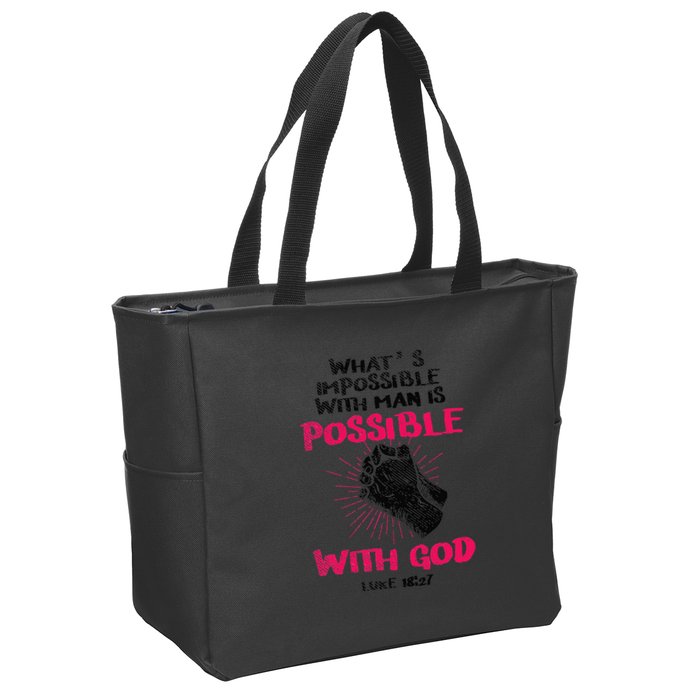 WhatS Impossible With Man Is Possible With God Christian Zip Tote Bag