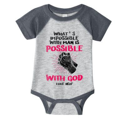 WhatS Impossible With Man Is Possible With God Christian Infant Baby Jersey Bodysuit