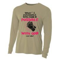 WhatS Impossible With Man Is Possible With God Christian Cooling Performance Long Sleeve Crew