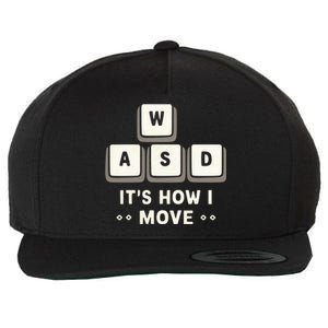 Wasd ItS What Moves Me Funny Gaming Player Keyboard Keys Gift Wool Snapback Cap