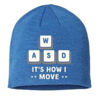 Wasd ItS What Moves Me Funny Gaming Player Keyboard Keys Gift Sustainable Beanie