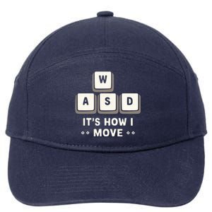 Wasd ItS What Moves Me Funny Gaming Player Keyboard Keys Gift 7-Panel Snapback Hat